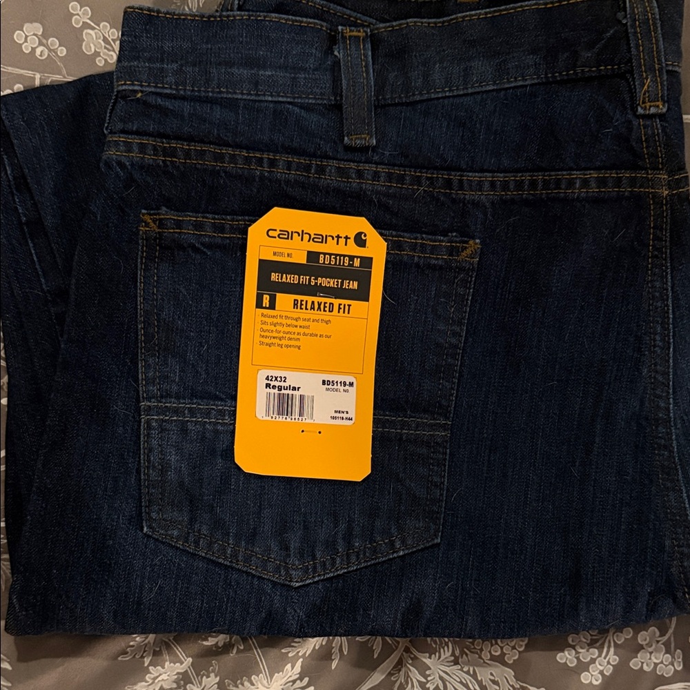 Carhartt Men's Relaxed Fit Dark Blue Jeans 42/32